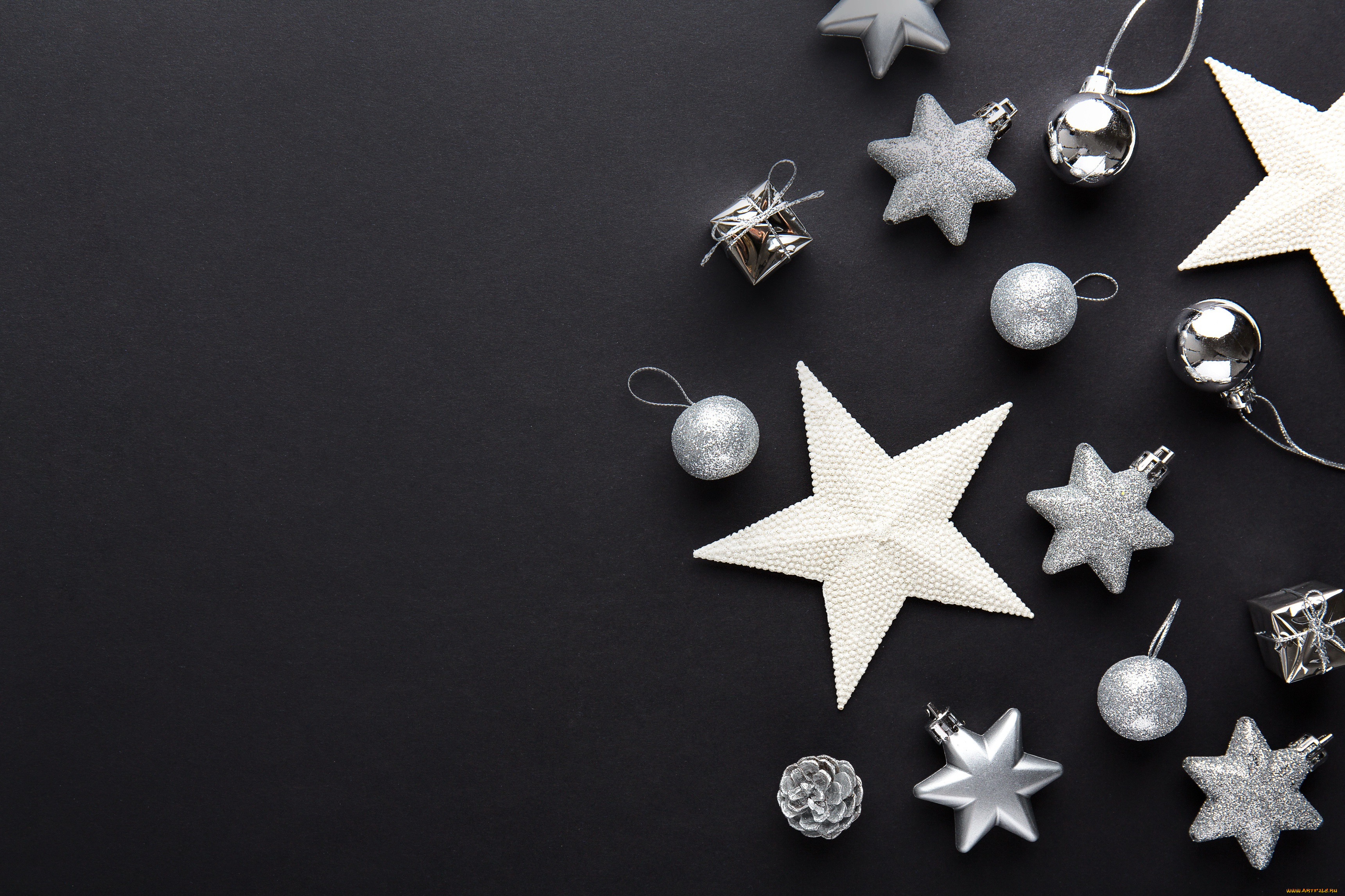 ,   ,  , merry, decoration, new, year, balls, christmas, black, , , , silver, , , , 